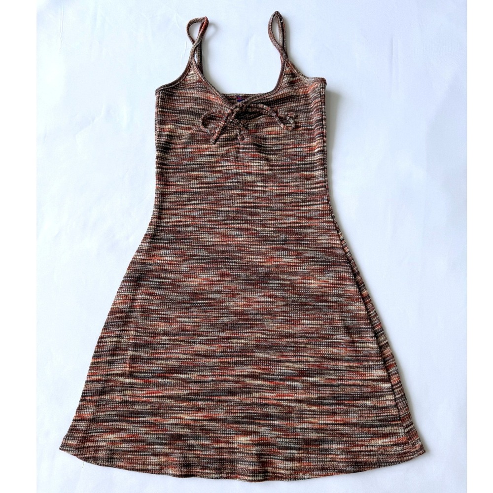 Aeropostale Multicolor Space Dye Knit Dress Women Small A-Line Mini Tie Front